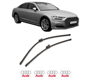 Set stergatoare AUDI A8 D5 (4N2, 4N8, 4NC, 4NL) din 2017-2021, pentru parbriz auto, 2 bucati, Valeo Silencio Xtrm, din cauciuc siliconat rezistent, 4 Stickere Auto AUDI v35598