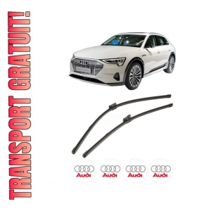 Set stergatoare AUDI E-TRON (GEN) din 2018-2020, pentru parbriz auto, 2 bucati, Valeo Silencio Xtrm, din cauciuc siliconat rezistent, 4 Stickere Auto AUDI