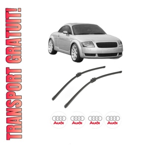 Set stergatoare AUDI TT (8N3) din 1998-2006, pentru parbriz auto, 2 bucati, Valeo Silencio Xtrm, din cauciuc siliconat rezistent, 4 Stickere Auto AUDI