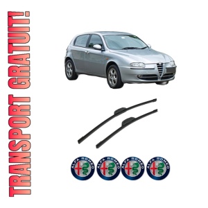 Set stergatoare auto ALFA ROMEO 147 (937_) din 2000-2010, pentru parbriz auto, 2 bucati, Bosch Aerotwin Retrofit, din cauciuc siliconat rezistent, 4 Stickere Auto ALFA ROMEO