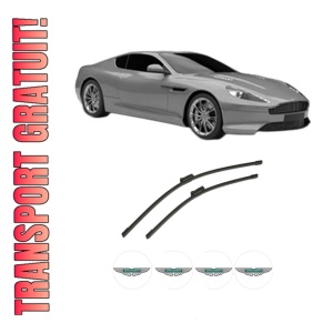 Set stergatoare auto ASTON MARTIN VIRAGE Vantage din 2011-2012, pentru parbriz auto, 2 bucati, Bosch Aerotwin, din cauciuc siliconat rezistent, 4 Stickere Auto ASTON MARTIN