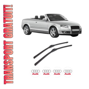 Set stergatoare auto AUDI A4 B6 Convertible (8H7) din 2002-2005, pentru parbriz auto, 2 bucati, Bosch Aerotwin, din cauciuc siliconat rezistent, 4 Stickere Auto AUDI
