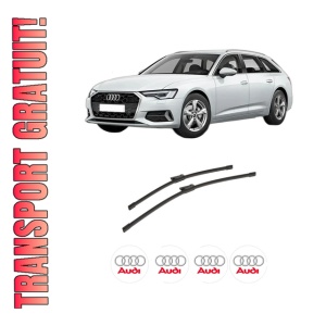 Set stergatoare auto AUDI A6 C8 (4A2) din 2018-2021, pentru parbriz auto, 2 bucati, Bosch Aerotwin, din cauciuc siliconat rezistent, 4 Stickere Auto AUDI