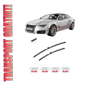 Set stergatoare auto AUDI A7 Sportback (4KA) din 2017-2021, pentru parbriz auto, 2 bucati, Bosch Aerotwin, din cauciuc siliconat rezistent, 4 Stickere Auto AUDI