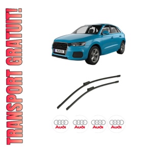 Set stergatoare auto AUDI Q3 (F3B) din 2018-2021, pentru parbriz auto, 2 bucati, Bosch Aerotwin, din cauciuc siliconat rezistent, 4 Stickere Auto AUDI