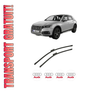 Set stergatoare auto AUDI Q5 (FYB, FYG) din 2016-2021, pentru parbriz auto, 2 bucati, Bosch Aerotwin, din cauciuc siliconat rezistent, 4 Stickere Auto AUDI