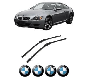 Set stergatoare auto BMW Seria 6 (E63) din 2003-2010, pentru parbriz auto, 2 bucati, Bosch Aerotwin, din cauciuc siliconat rezistent, 4 Stickere Auto BMW Seria - Img 2