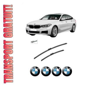 Set stergatoare auto BMW Seria 6 Gran Turismo (G32) din 2017-2020, pentru parbriz auto, 2 bucati, Bosch Aerotwin, din cauciuc siliconat rezistent, 4 Stickere Auto BMW Seria