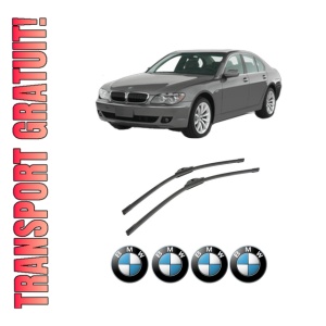 Set stergatoare auto BMW Seria 7 (E65, E66, E67) din 2005-2008, pentru parbriz auto, 2 bucati, Bosch Aerotwin, din cauciuc siliconat rezistent, 4 Stickere Auto BMW Seria