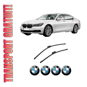 Set stergatoare auto BMW Seria 7 (G11, G12) din 2015-2022, pentru parbriz auto, 2 bucati, Bosch Aerotwin Multi, din cauciuc siliconat rezistent, 4 Stickere Auto BMW Seria