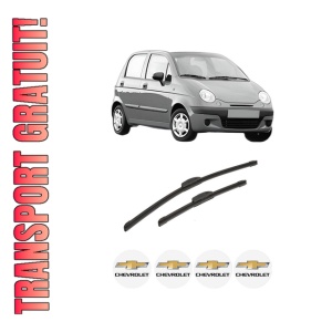 Set stergatoare auto CHEVROLET MATIZ (M200, M250) din 2005-2013, pentru parbriz auto, 2 bucati, Bosch Aerotwin Retrofit, din cauciuc siliconat rezistent, 4 Stickere Auto CHEVROLET