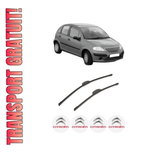 Set stergatoare auto CITROEN C3 I (FC_, FN_) din 2002-2012, pentru parbriz auto, 2 bucati, Bosch Aerotwin Retrofit, din cauciuc siliconat rezistent, 4 Stickere Auto CITROEN
