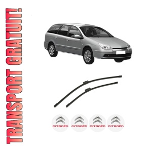 Set stergatoare auto CITROEN C5 II Break (RE_) din 2004-2008, pentru parbriz auto, 2 bucati, Bosch Aerotwin, din cauciuc siliconat rezistent, 4 Stickere Auto CITROEN