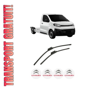 Set stergatoare auto CITROEN JUMPY III Platform/Chassis (V_) din 2016-2023, pentru parbriz auto, 2 bucati, Bosch Aerotwin, din cauciuc siliconat rezistent, 4 Stickere Auto CITROEN