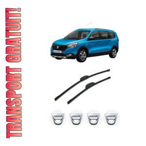 Set stergatoare auto DACIA LODGY (JS_) din 2012-2019, pentru parbriz auto, 2 bucati, Bosch Aerotwin Retrofit, din cauciuc siliconat rezistent, 4 Stickere Auto DACIA