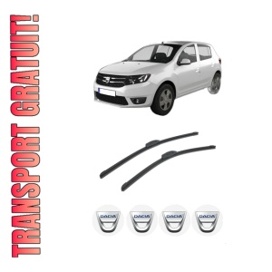 Set stergatoare auto DACIA SANDERO II din 2012-2019, pentru parbriz auto, 2 bucati, Bosch Aerotwin Retrofit, din cauciuc siliconat rezistent, 4 Stickere Auto DACIA