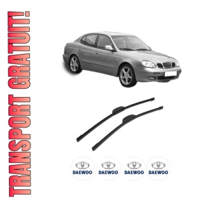 Set stergatoare auto DAEWOO LEGANZA (KLAV) din 1997-2004, pentru parbriz auto, 2 bucati, Bosch Aerotwin Retrofit, din cauciuc siliconat rezistent, 4 Stickere Auto DAEWOO