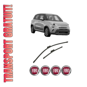 Set stergatoare auto FIAT 500L (351_, 352_) din 2012-2018, pentru parbriz auto, 2 bucati, Bosch Aerotwin, din cauciuc siliconat rezistent, 4 Stickere Auto FIAT