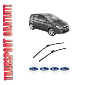 Set stergatoare auto FORD C-MAX (DM2) din 2007-2010, pentru parbriz auto, 2 bucati, Bosch Aerotwin Multi, din cauciuc siliconat rezistent, 4 Stickere Auto FORD