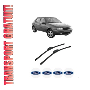 Set stergatoare auto FORD FIESTA Box Body/MPV (J5_, J3_) din 1996-2003, pentru parbriz auto, 2 bucati, Bosch Aerotwin Retrofit, din cauciuc siliconat rezistent, 4 Stickere Auto FORD
