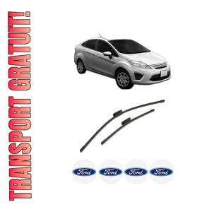 Set stergatoare auto FORD FIESTA Saloon din 2002-2017, pentru parbriz auto, 2 bucati, Bosch Aerotwin Multi, din cauciuc siliconat rezistent, 4 Stickere Auto FORD