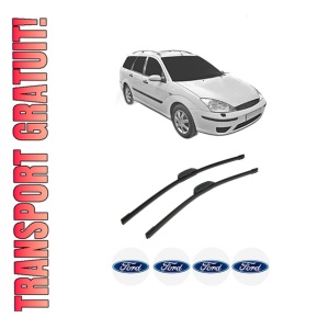 Set stergatoare auto FORD FOCUS I Estate Van (DNW) din 1998-2005, pentru parbriz auto, 2 bucati, Bosch Aerotwin Retrofit, din cauciuc siliconat rezistent, 4 Stickere Auto FORD