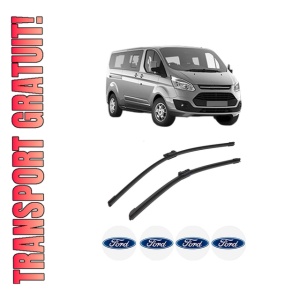 Set stergatoare auto FORD TOURNEO CUSTOM V362 Bus (F3) din 2012-2023, pentru parbriz auto, 2 bucati, Bosch Aerotwin, din cauciuc siliconat rezistent, 4 Stickere Auto FORD