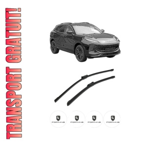 Set stergatoare auto FORTHING T5 EVO din 2023, pentru parbriz auto, 2 bucati, Bosch Aerotwin, din cauciuc siliconat rezistent, 4 Stickere Auto FORTHING