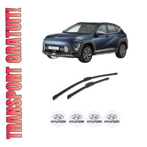 Set stergatoare auto HYUNDAI KONA (SX2) din 2023-2024, pentru parbriz auto, 2 bucati, Bosch Aerotwin Retrofit, din cauciuc siliconat rezistent, 4 Stickere Auto HYUNDAI