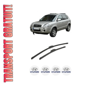 Set stergatoare auto HYUNDAI TUCSON SUV Van (JM) din 2004-2010, pentru parbriz auto, 2 bucati, Bosch Aerotwin Retrofit, din cauciuc siliconat rezistent, 4 Stickere Auto HYUNDAI