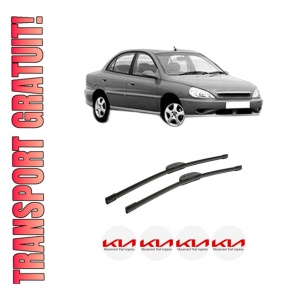 Set stergatoare auto KIA RIO I Saloon (DC_) din 2000-2005, pentru parbriz auto, 2 bucati, Bosch Aerotwin Retrofit, din cauciuc siliconat rezistent, 4 Stickere Auto KIA
