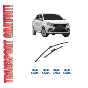 Set stergatoare auto LADA XRAY (GAB_) din 2016-2021, pentru parbriz auto, 2 bucati, Bosch Aerotwin, din cauciuc siliconat rezistent, 4 Stickere Auto LADA