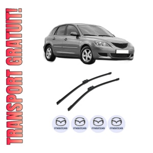Set stergatoare auto MAZDA 3 (BK) din 2003-2009, pentru parbriz auto, 2 bucati, Bosch Aerotwin, din cauciuc siliconat rezistent, 4 Stickere Auto MAZDA