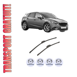 Set stergatoare auto MAZDA 3 (BM, BN) din 2013-2019, pentru parbriz auto, 2 bucati, Bosch Aerotwin Retrofit, din cauciuc siliconat rezistent, 4 Stickere Auto MAZDA