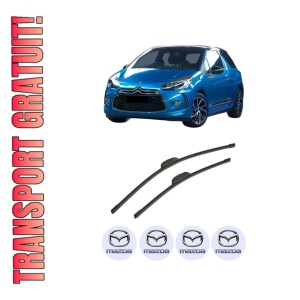 Set stergatoare auto MAZDA 3 Hatchback Van (BM) din 2015-2016, pentru parbriz auto, 2 bucati, Bosch Aerotwin, din cauciuc siliconat rezistent, 4 Stickere Auto MAZDA