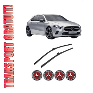 Set stergatoare auto MERCEDES-BENZ A-CLASS (W177) din 2018-2020, pentru parbriz auto, 2 bucati, Bosch Aerotwin, din cauciuc siliconat rezistent, 4 Stickere Auto MERCEDES-BENZ