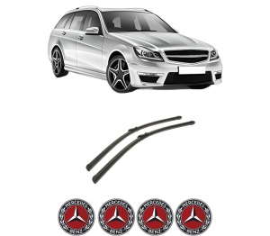 Set stergatoare auto MERCEDES-BENZ C-CLASS T-Model (S204) din 2007-2014, pentru parbriz auto, 2 bucati, Bosch Aerotwin, din cauciuc siliconat rezistent, 4 Stickere Auto MERCEDES-BENZ - Img 2