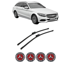 Set stergatoare auto MERCEDES-BENZ C-CLASS T-Model (S205) din 2014-2021, pentru parbriz auto, 2 bucati, Bosch Aerotwin, din cauciuc siliconat rezistent, 4 Stickere Auto MERCEDES-BENZ - Img 2