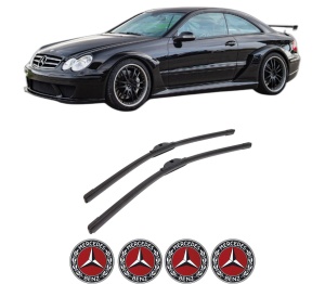 Set stergatoare auto MERCEDES-BENZ CLK (C209) din 2002-2009, pentru parbriz auto, 2 bucati, Bosch Aerotwin, din cauciuc siliconat rezistent, 4 Stickere Auto MERCEDES-BENZ - Img 2