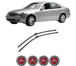 Set stergatoare auto MERCEDES-BENZ E-CLASS Platform/Chassis (VF211) din 2003-2009, pentru parbriz auto, 2 bucati, Bosch Aerotwin, din cauciuc siliconat rezistent, 4 Stickere Auto MERCEDES-BENZ - Img 2