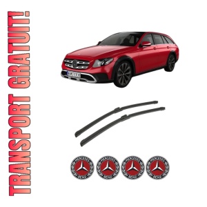 Set stergatoare auto MERCEDES-BENZ E-CLASS T-Model (S213) din 2016-2023, pentru parbriz auto, 2 bucati, Bosch Aerotwin, din cauciuc siliconat rezistent, 4 Stickere Auto MERCEDES-BENZ