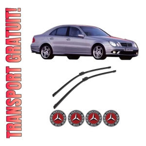 Set stergatoare auto MERCEDES-BENZ E-CLASS (W211) din 2002-2008, pentru parbriz auto, 2 bucati, Bosch Aerotwin, din cauciuc siliconat rezistent, 4 Stickere Auto MERCEDES-BENZ