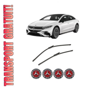 Set stergatoare auto MERCEDES-BENZ EQS (V297) din 2021-2023, pentru parbriz auto, 2 bucati, Bosch Aerotwin, din cauciuc siliconat rezistent, 4 Stickere Auto MERCEDES-BENZ