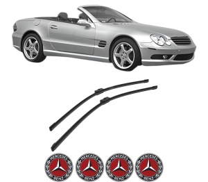 Set stergatoare auto MERCEDES-BENZ SL (R230) din 2001-2012, pentru parbriz auto, 2 bucati, Bosch Aerotwin, din cauciuc siliconat rezistent, 4 Stickere Auto MERCEDES-BENZ - Img 2