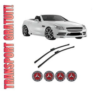 Set stergatoare auto MERCEDES-BENZ SLK (R172) din 2011-2015, pentru parbriz auto, 2 bucati, Bosch Aerotwin, din cauciuc siliconat rezistent, 4 Stickere Auto MERCEDES-BENZ