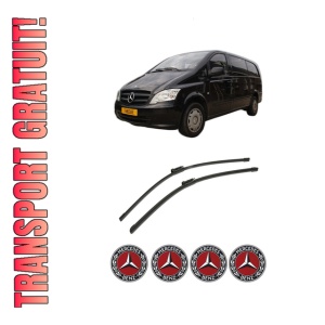 Set stergatoare auto MERCEDES-BENZ VITO / MIXTO Van (W639) din 2003-2012, pentru parbriz auto, 2 bucati, Bosch Aerotwin, din cauciuc siliconat rezistent, 4 Stickere Auto MERCEDES-BENZ