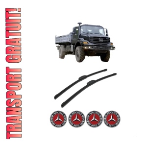 Set stergatoare auto MERCEDES-BENZ ZETROS din 2008-2017, pentru parbriz auto, 2 bucati, Bosch Aerotwin Retrofit, din cauciuc siliconat rezistent, 4 Stickere Auto MERCEDES-BENZ