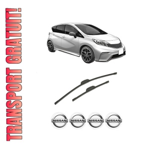 Set stergatoare auto NISSAN NOTE (E12) din 2012-2016, pentru parbriz auto, 2 bucati, Bosch Aerotwin Retrofit, din cauciuc siliconat rezistent, 4 Stickere Auto NISSAN