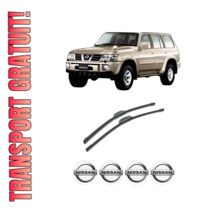 Set stergatoare auto NISSAN PATROL GR V Platform/Chassis (Y61) din 2007, pentru parbriz auto, 2 bucati, Bosch Aerotwin Retrofit, din cauciuc siliconat rezistent, 4 Stickere Auto NISSAN