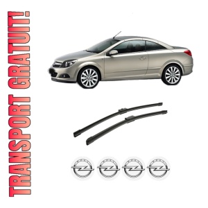 Set stergatoare auto OPEL ASTRA H TwinTop (A04) din 2005-2010, pentru parbriz auto, 2 bucati, Bosch Aerotwin, din cauciuc siliconat rezistent, 4 Stickere Auto OPEL
